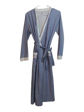 Celestial Dream Classic Blue Stripe Robe with Contrast Trim Cottage Size M